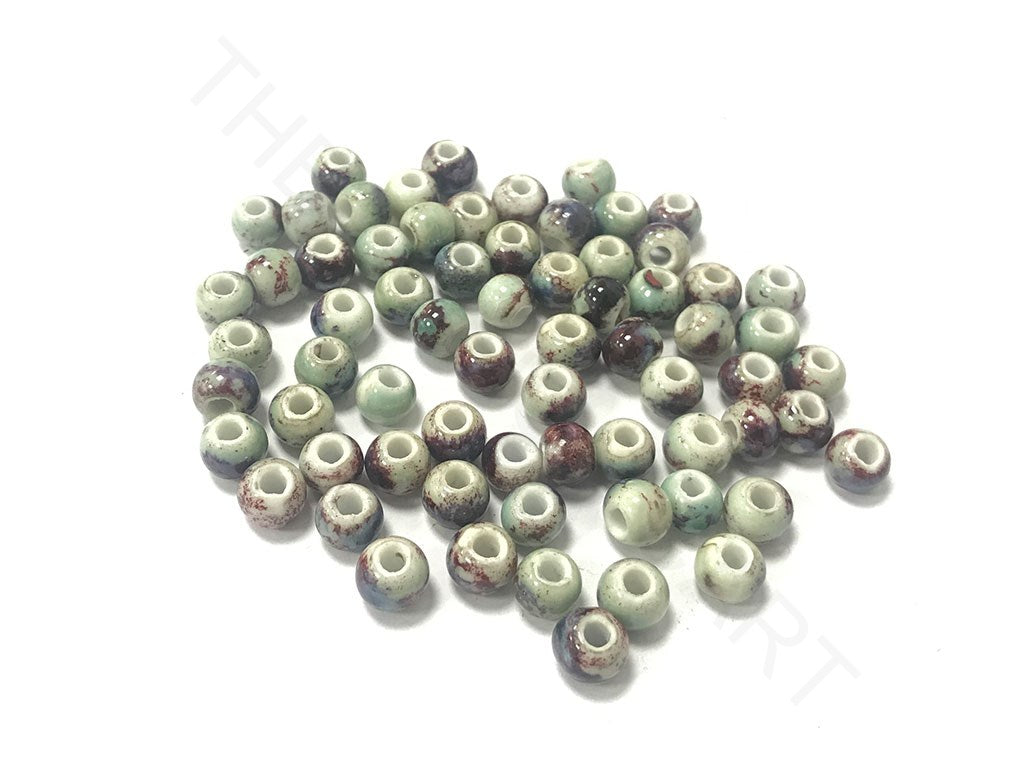 Green Maroon Circular Ceramic Beads (4323287629893)