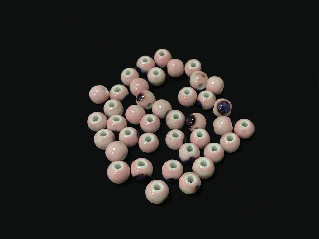 Pink Blue Disc Spherical Ceramic Beads (4323287760965)