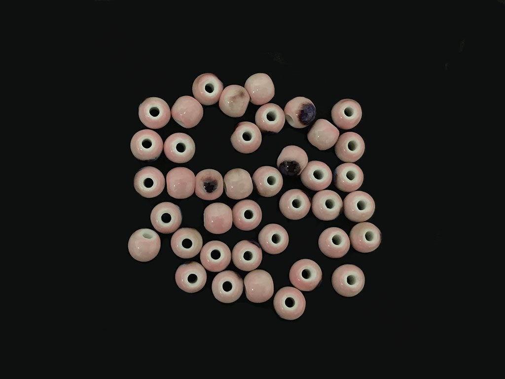 Pink Blue Disc Spherical Ceramic Beads (4323287760965)