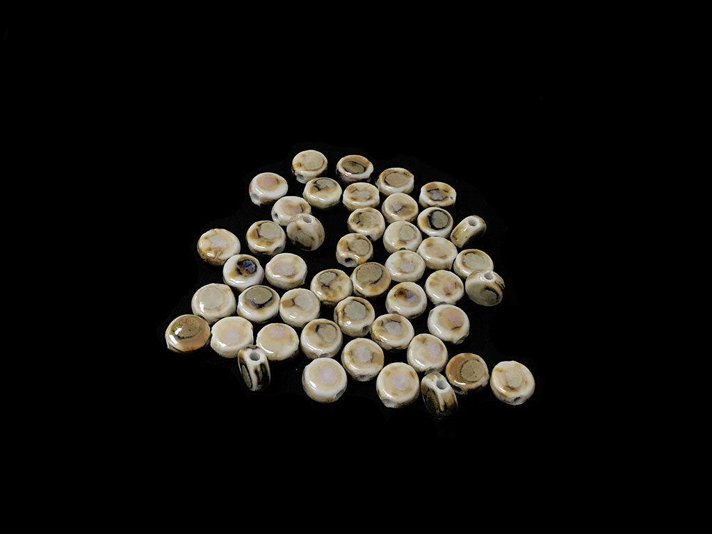 Yellow Brown Disc Spherical Ceramic Beads (4323287826501)