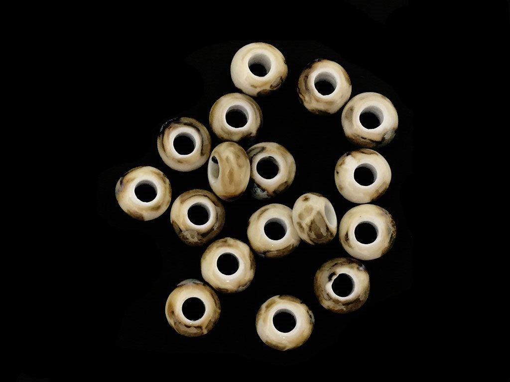 Brown Disc Circular 2 Ceramic Beads (4323287990341)