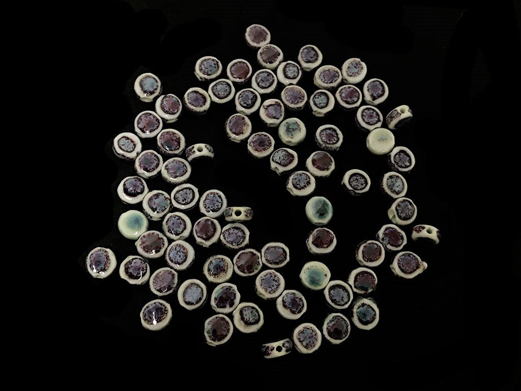 Purple Blue Disc Spherical Ceramic Beads (4323288023109)