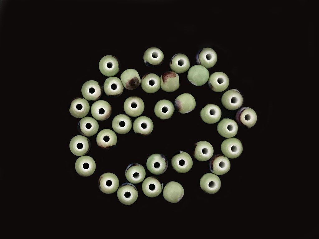 Green Purple Circular Ceramic Beads (4323286351941)