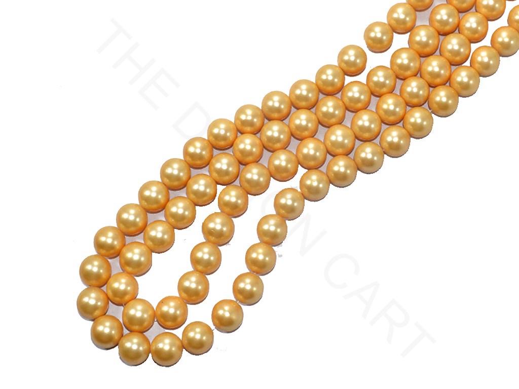 Golden Round Shell Pearls (10 mm) | The Design Cart