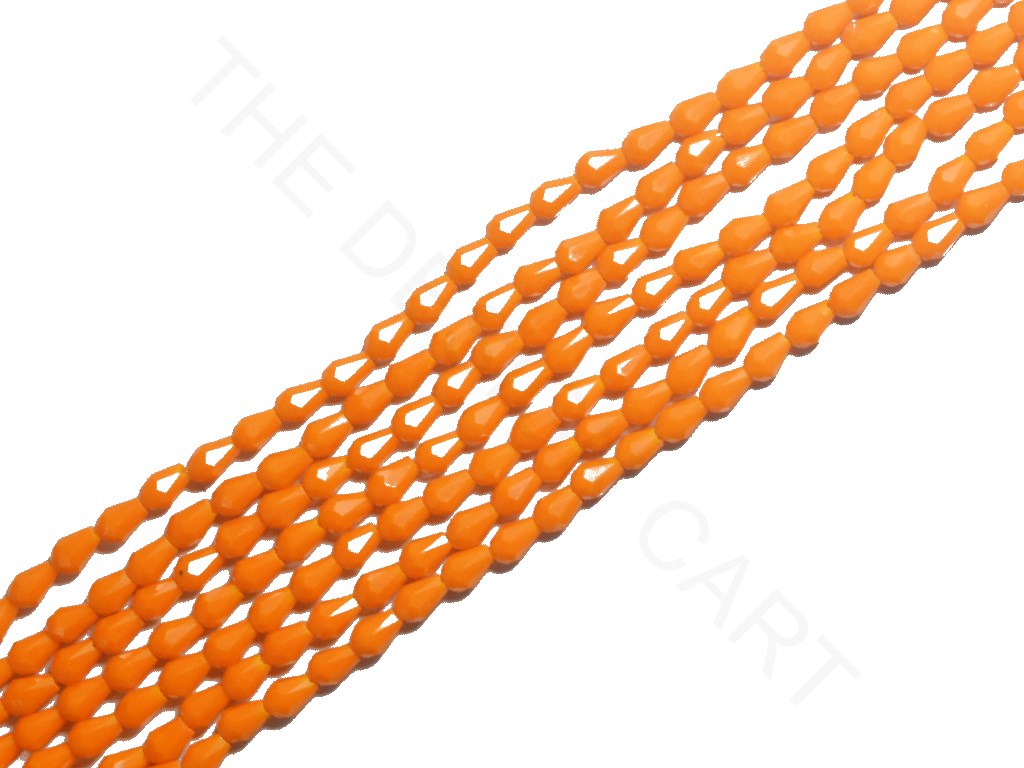 Deep Orange Opaque Drop / Briolette Crystal Beads | The Design Cart (4079157084194)