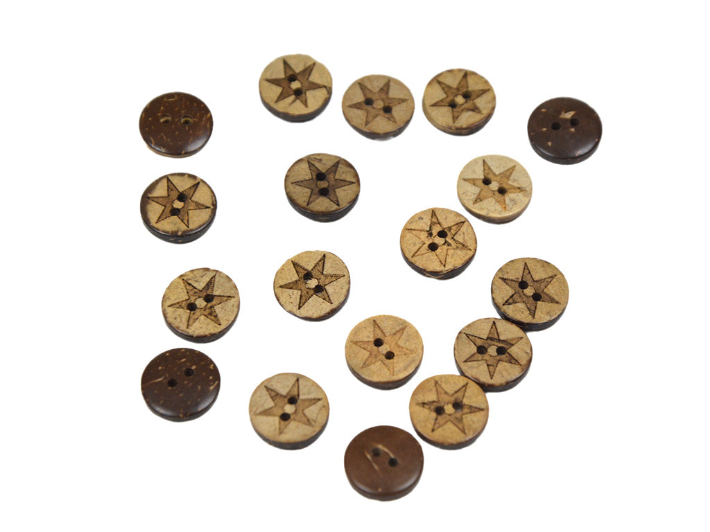 Star Design 2 Hole Coconut Buttons