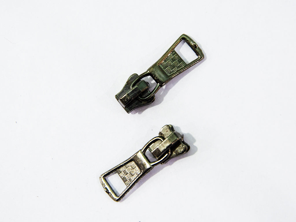 Antique Copper Zipper Sliders / Pull Tabs