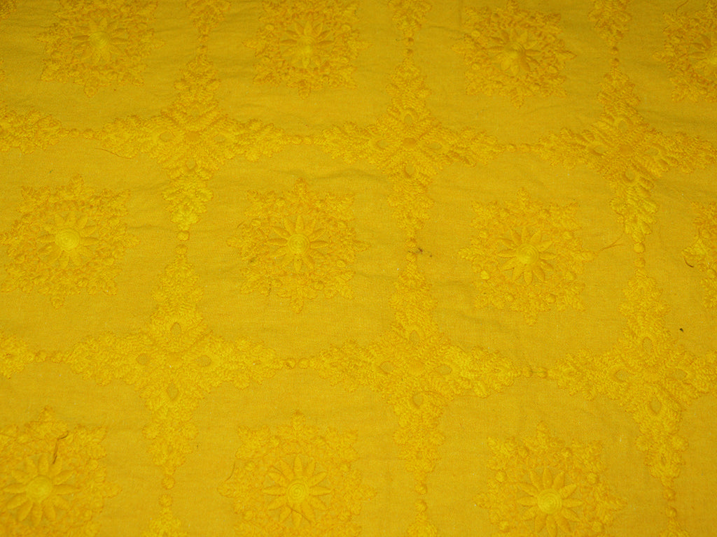 yellow-floral-chikankari-embroidered-cotton-fabric