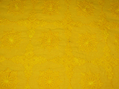 yellow-floral-chikankari-embroidered-cotton-fabric