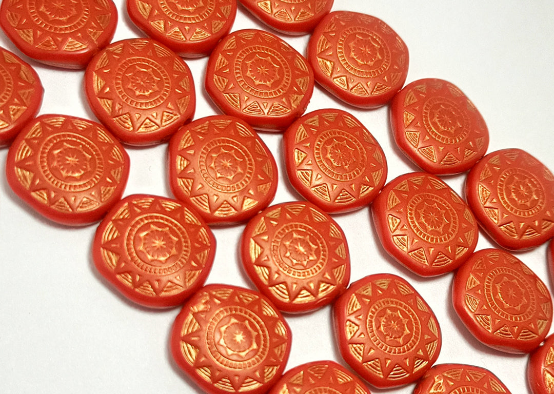 Dark Orange Circular Acrylic Flat Beads