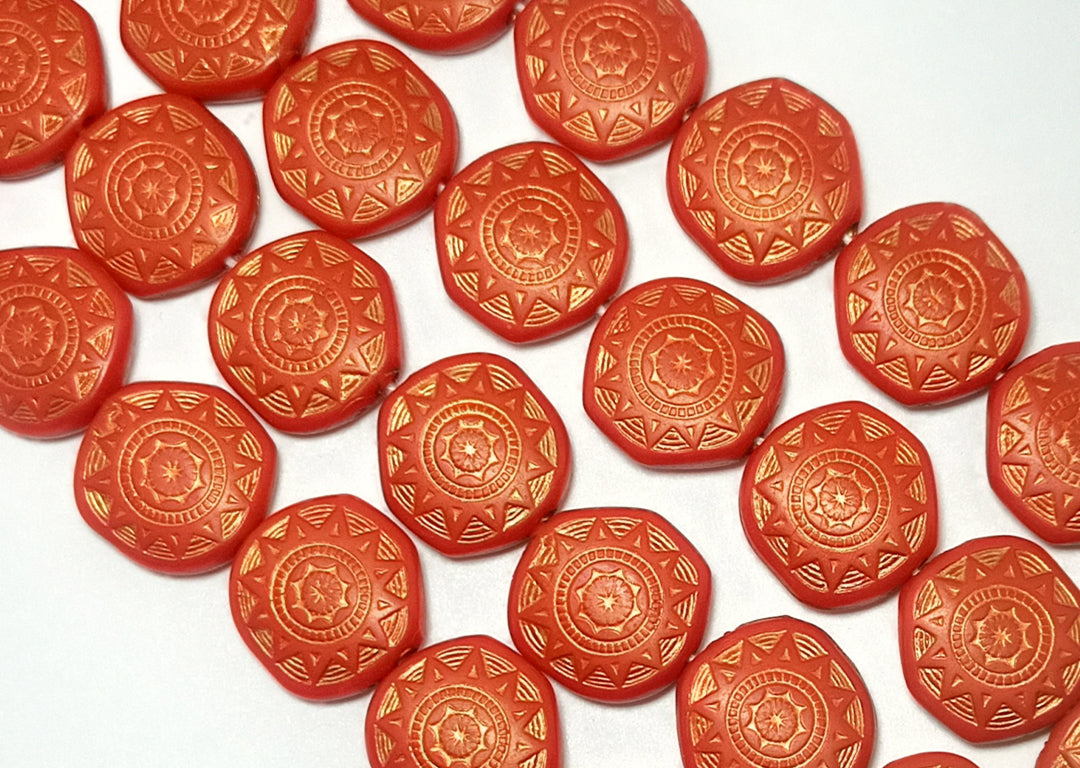 Dark Orange Circular Acrylic Flat Beads