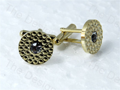round-dots-and-stone-design-golden-metallic-cufflinks