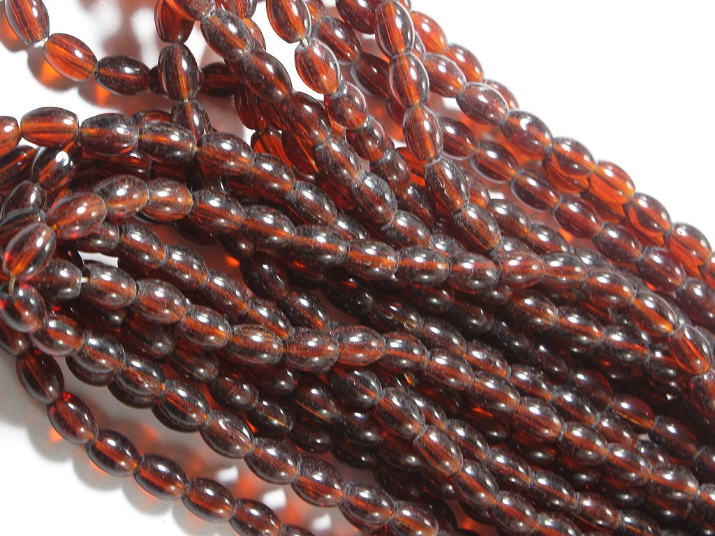 Brown Oval Pressed Glass Beads (1709209681954)