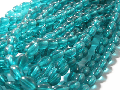 Light Blue Oval Pressed Glass Beads (1709209813026)