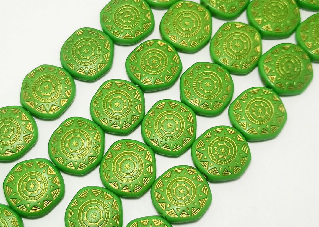 Green Circular Acrylic Flat Beads