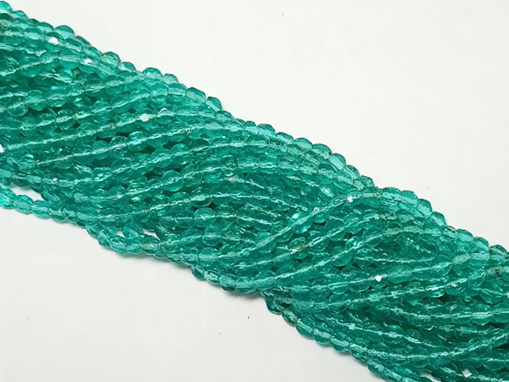 Green Spherical Faceted Crystal Glass Beads