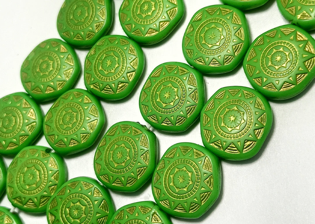 Green Circular Acrylic Flat Beads