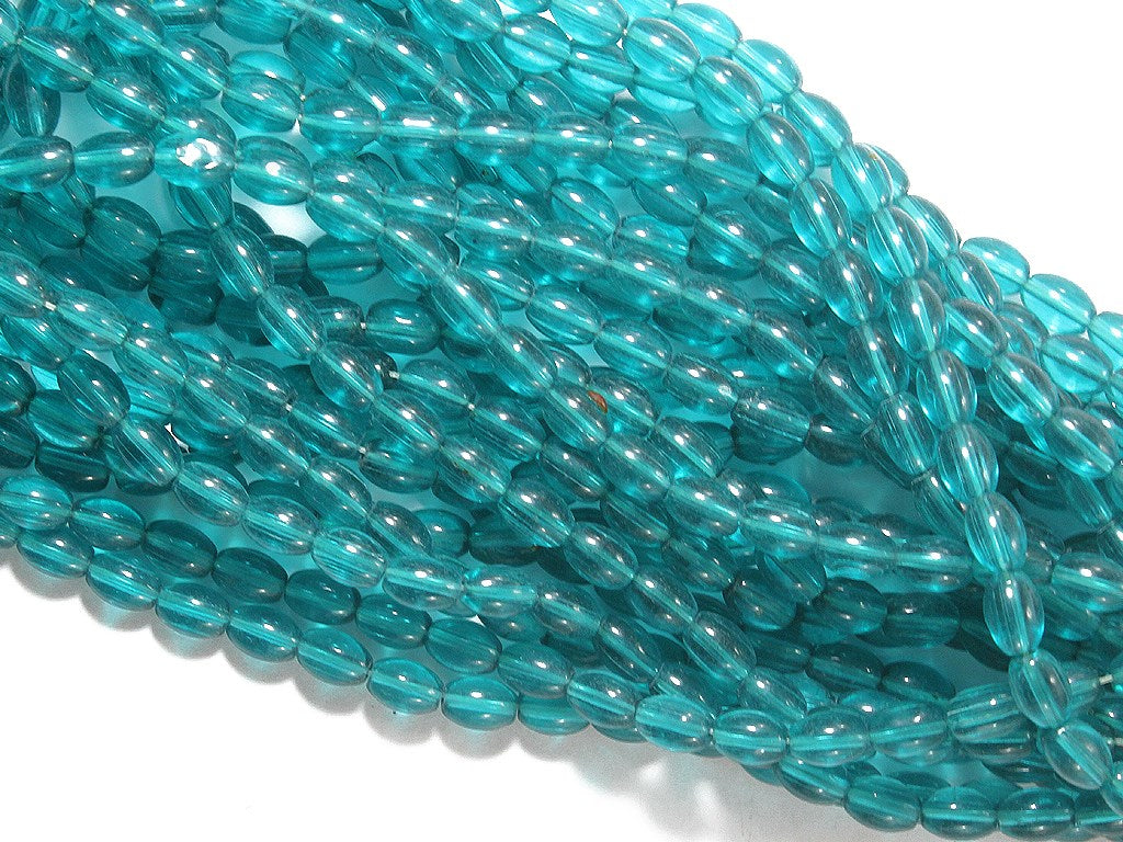 Light Blue Oval Pressed Glass Beads (1709209813026)