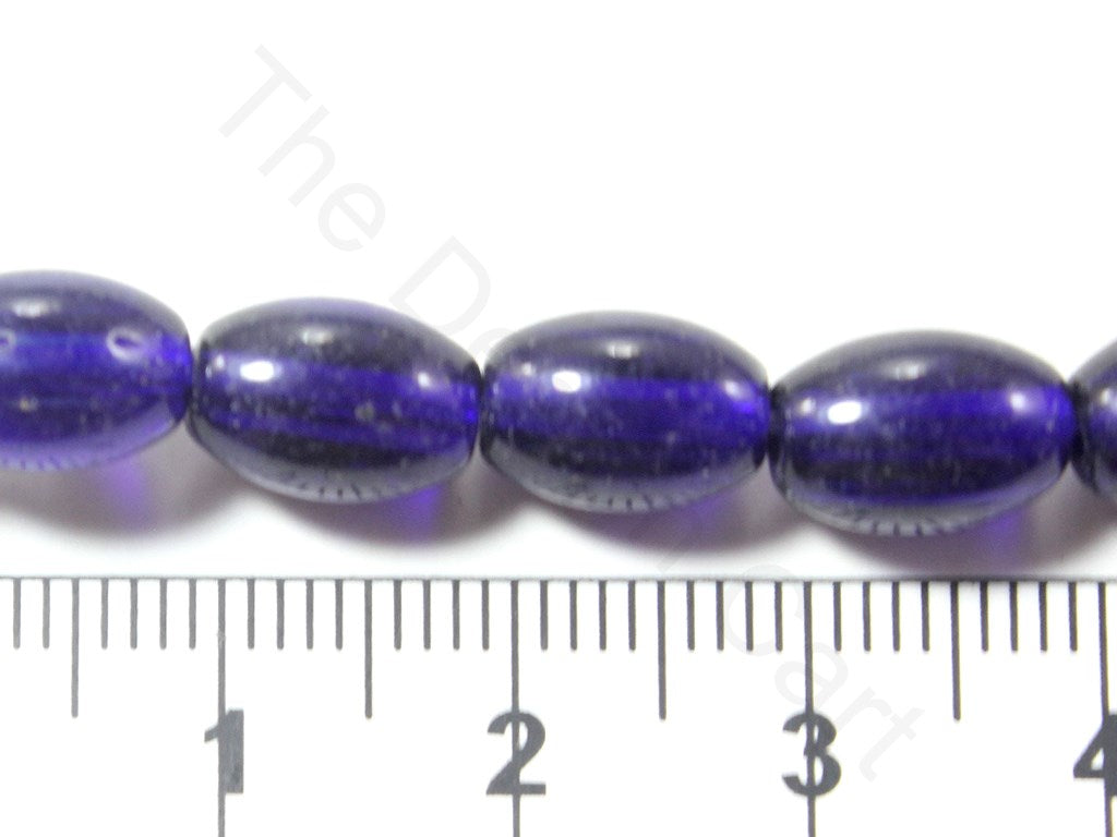 Dark Blue Oval Pressed Glass Beads (1709209878562)