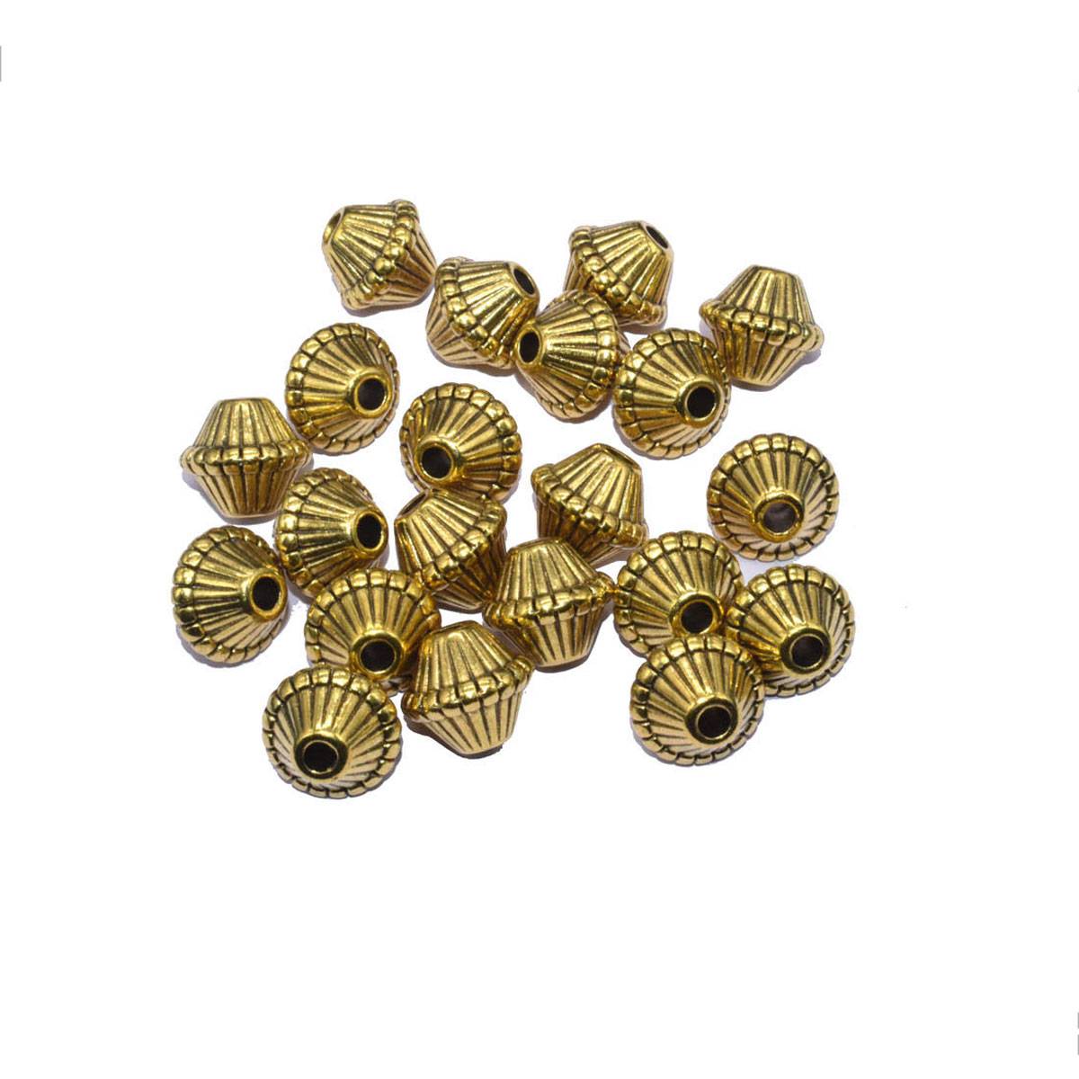 Golden Designer Bicone Acrylic Beads - 15x15 mm