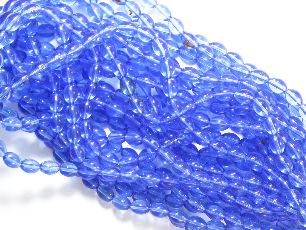 Blue Oval Pressed Glass Beads (1709209944098)