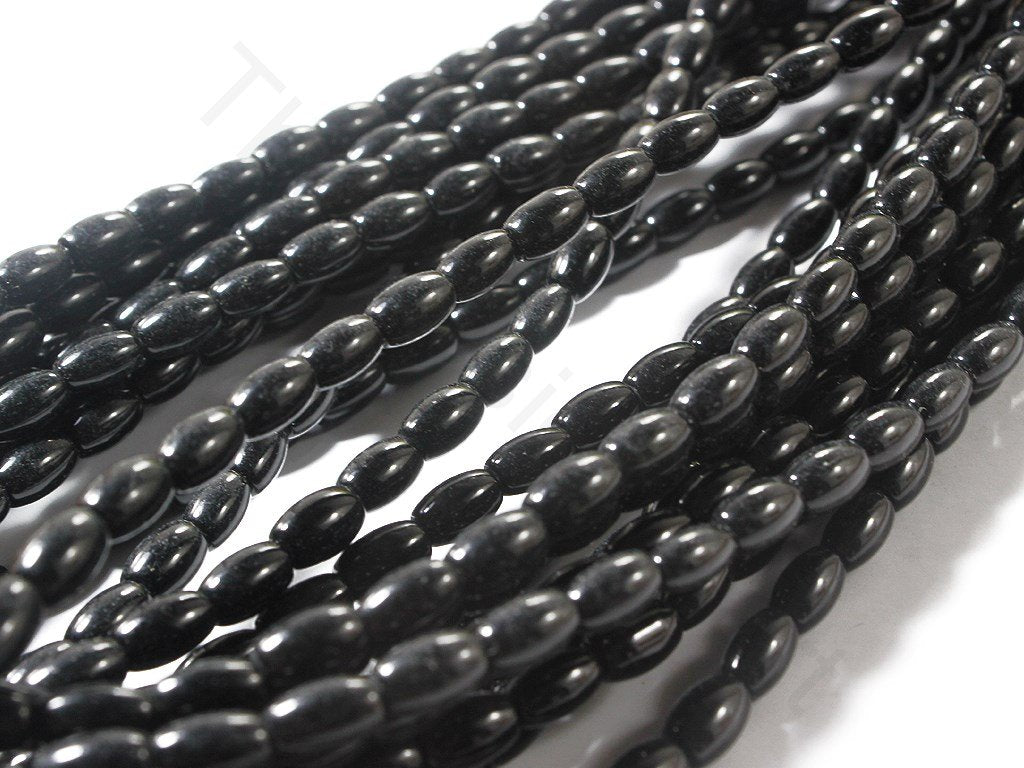 Black Oval 1 Pressed Glass Beads (1709209976866)