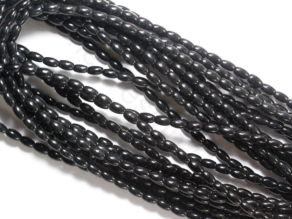 Black Oval 1 Pressed Glass Beads (1709209976866)