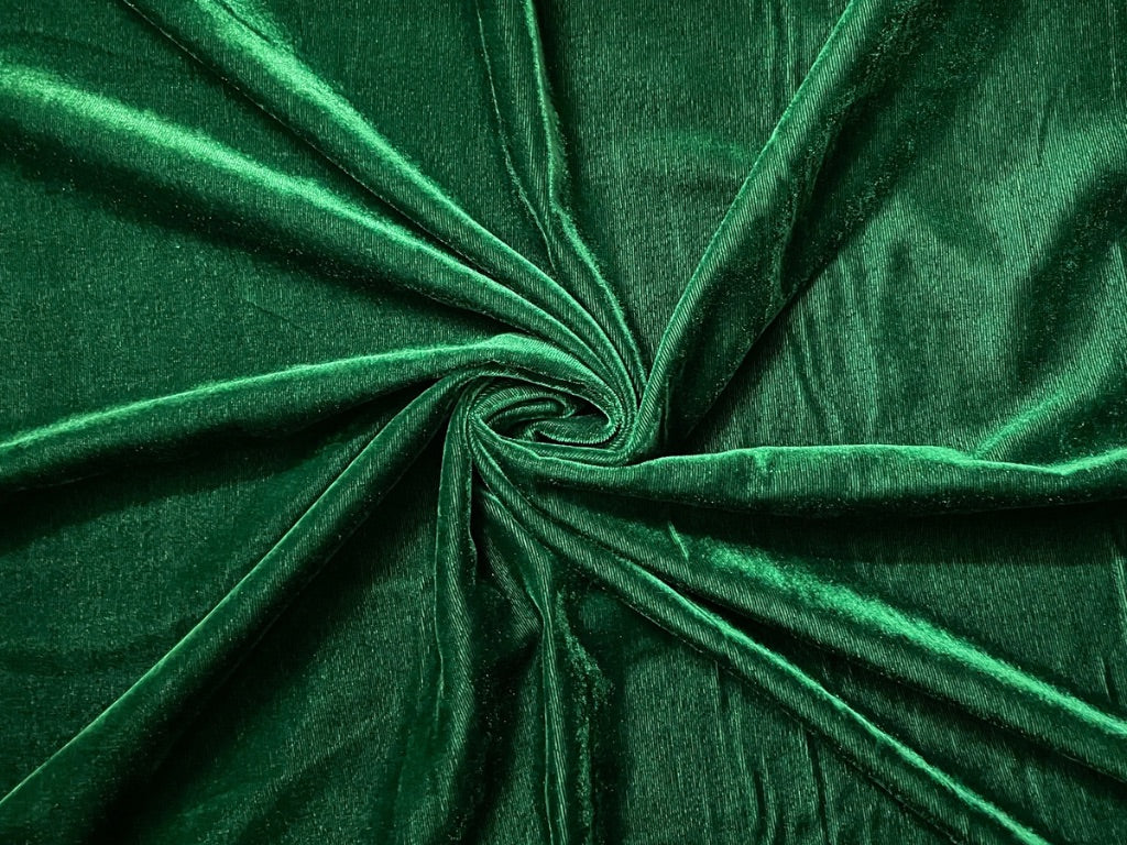 Bottle Green Plain Viscose Micro Velvet Fabric