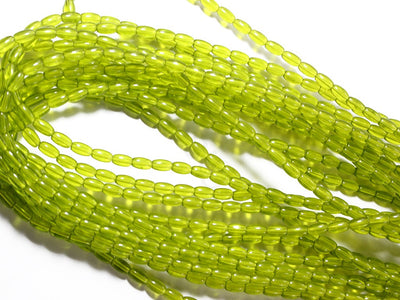 Green Oval Pressed Glass Beads (1709210009634)