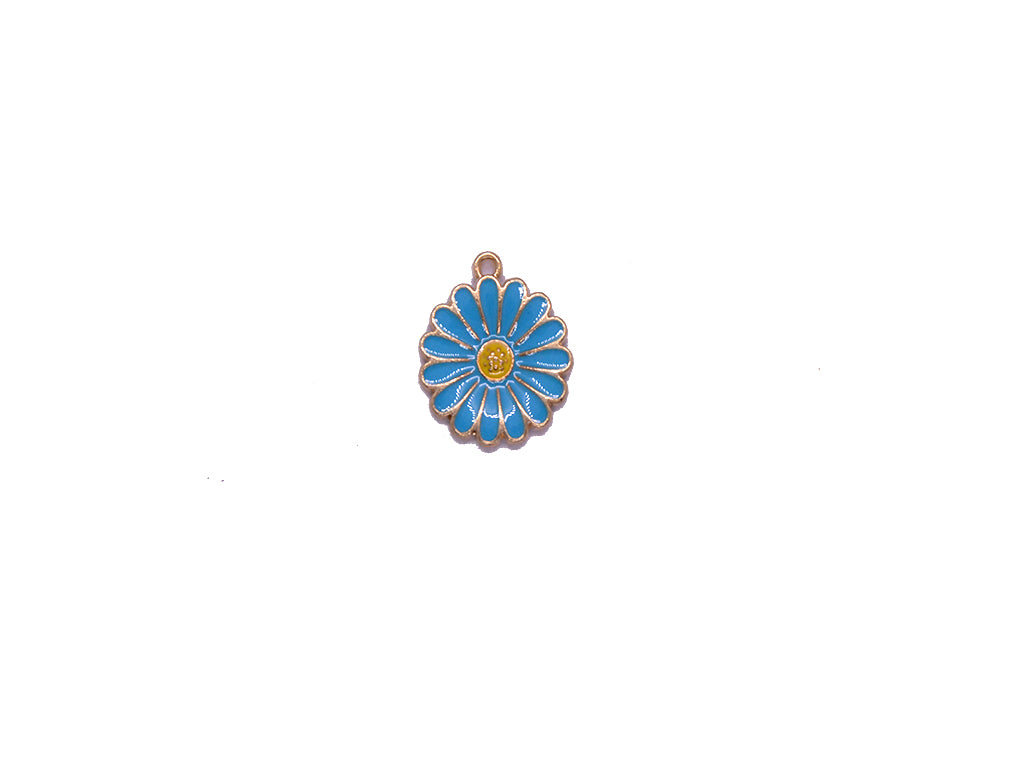 Blue Yellow Flower Shaped Metal Charms