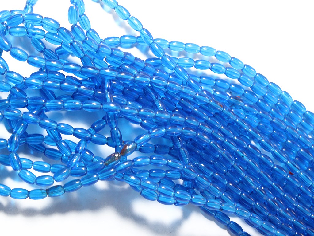 Light Blue Oval Pressed Glass Beads (1709210042402)