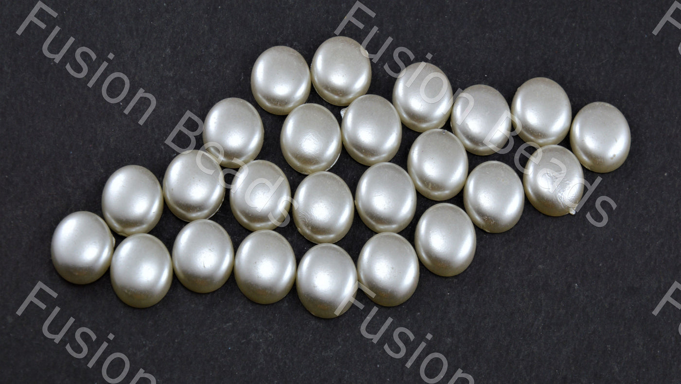 Cream Opaque Hemi Spherical Pearl - without hole (11734582227)