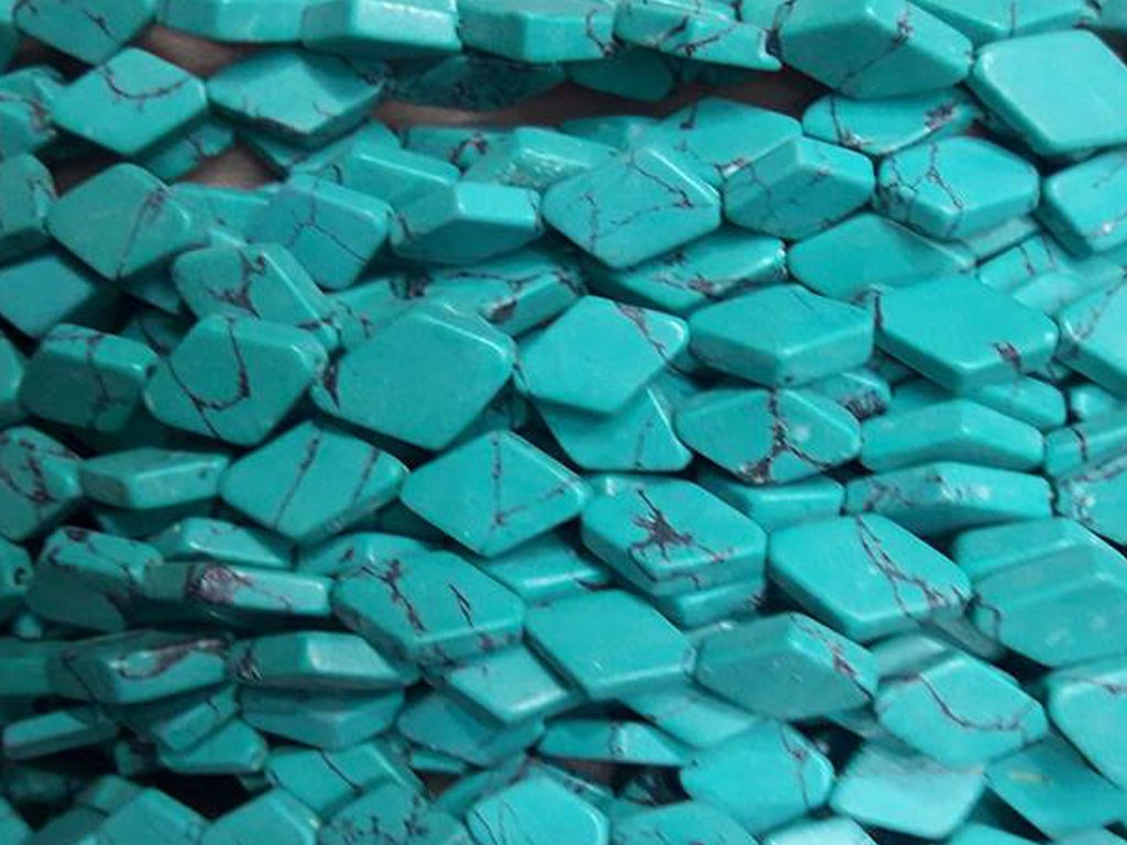 Turquoise Rhombus Glass Beads | The Design Cart (4351285297221)