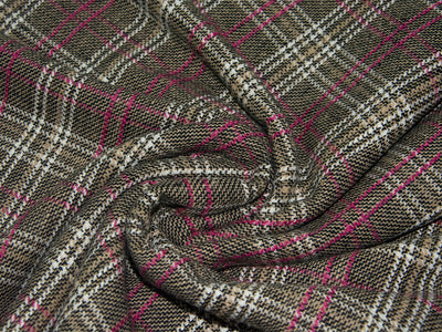 Precut Multicolor Check Tweed Wool Fabric