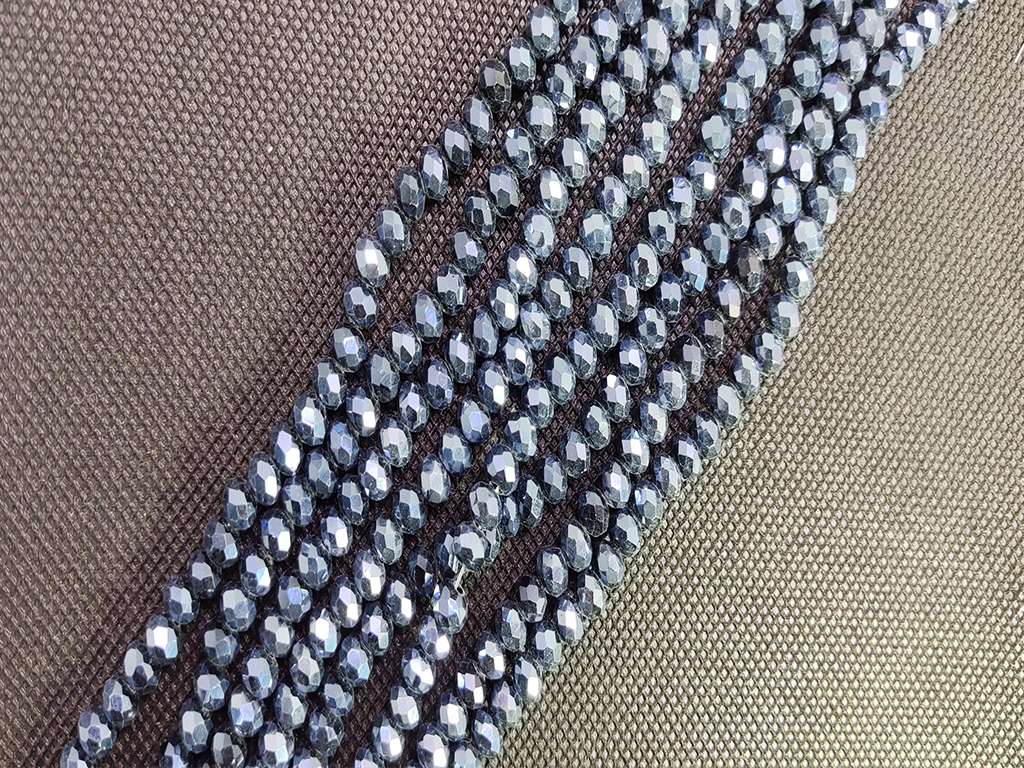 Gunmetal Gray Opaque Tyre Crystal Beads