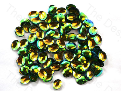 Green-Golden Dual Colour Oval Plastic Sequins (1581780860962)