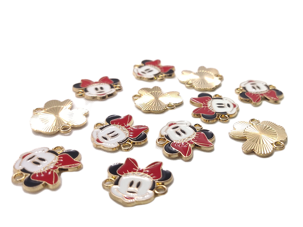 Black Red Minnie Mouse Designer Metal Charms