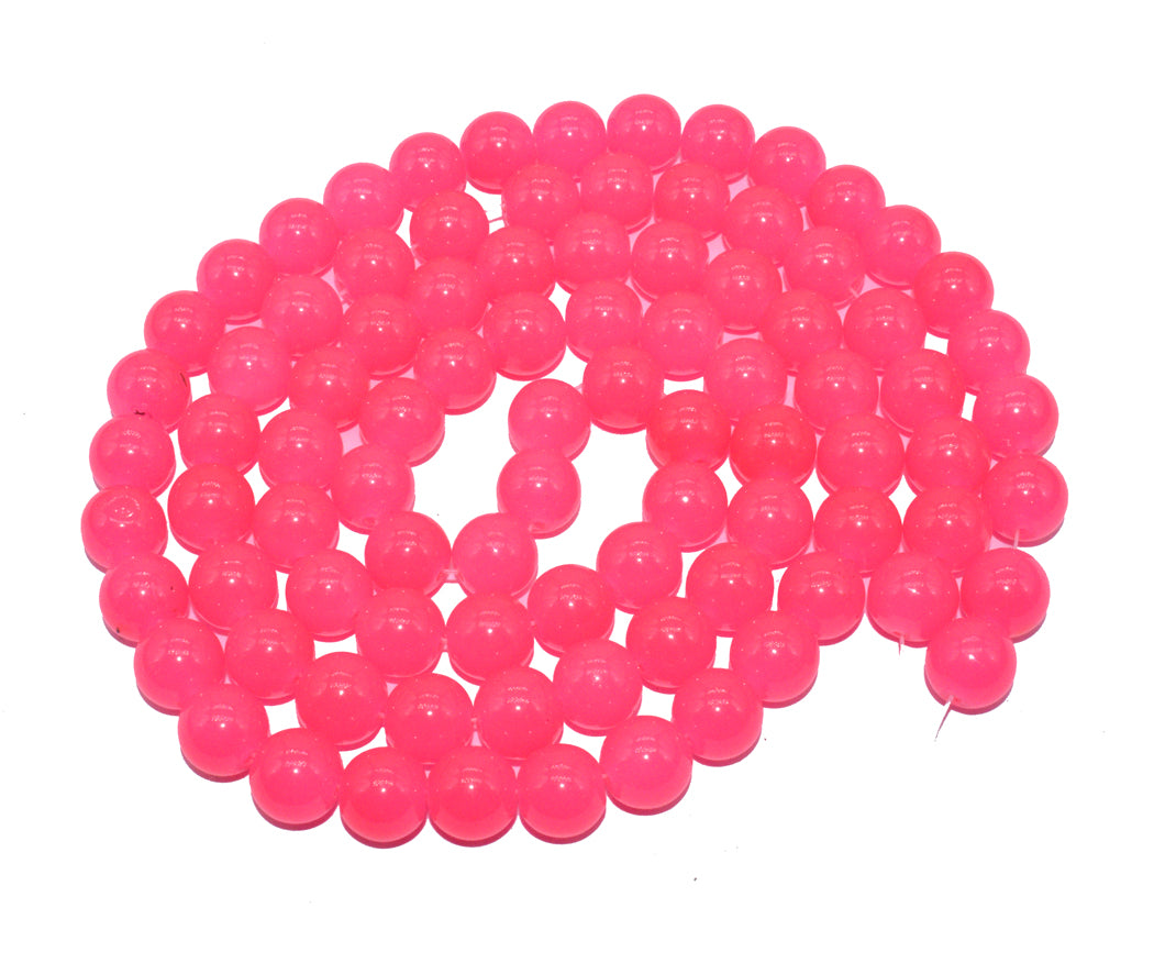 Pink Round Painted Glass Beads