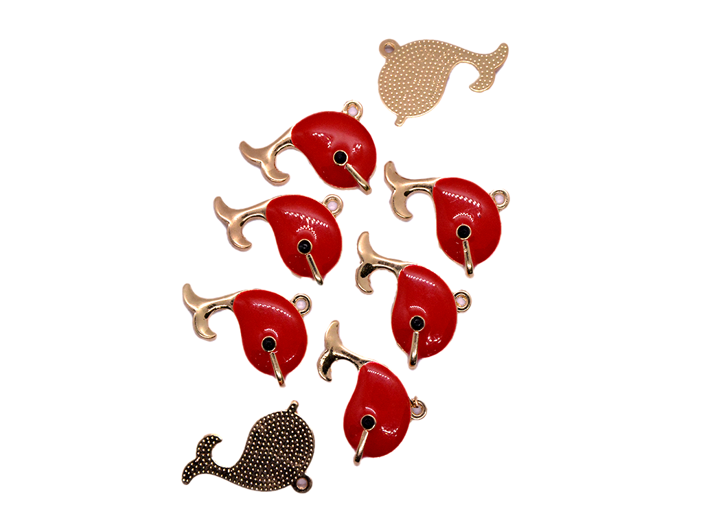 Red Dolphin Metal Charms