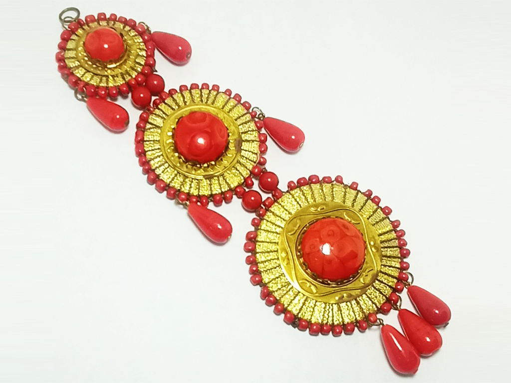 Red & Golden Enamel Metal Latkans