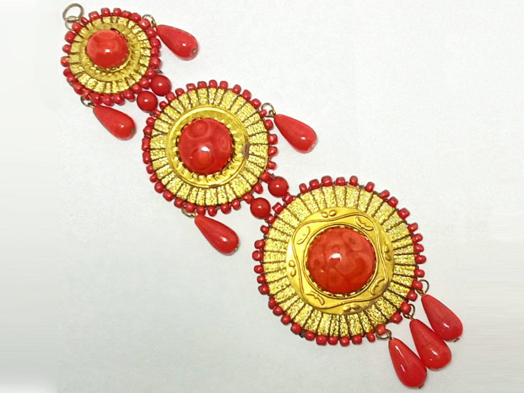 Red & Golden Enamel Metal Latkans