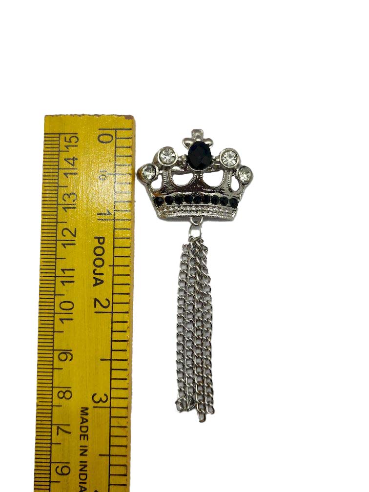 Black Studded Crown Brooch