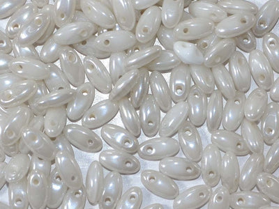 White Lustre Rizo Czech Glass Beads (1695435882530)
