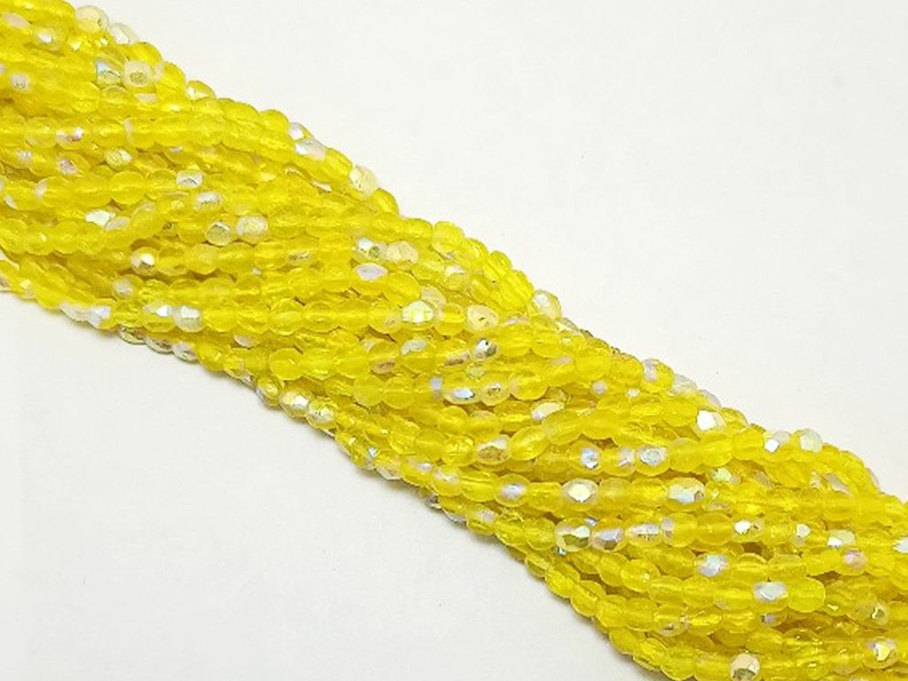 Yellow Spherical Faceted Crystal Glass Beads