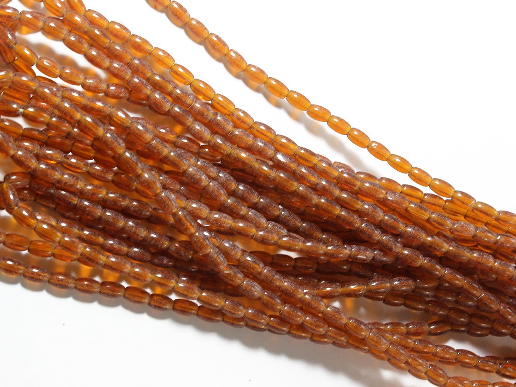 Brown Oval Pressed Glass Beads (1709210107938)