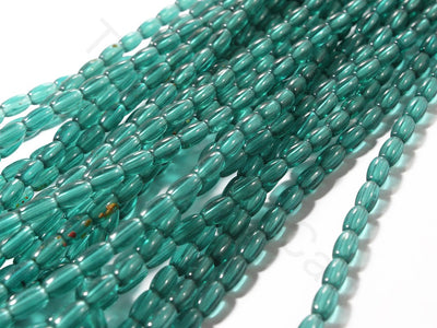Teal Green Oval Pressed Glass Beads (1709210173474)