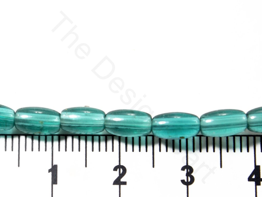 Teal Green Oval Pressed Glass Beads (1709210173474)