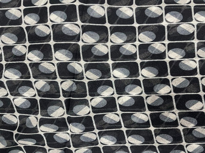 Black Geometric Georgette Fabric