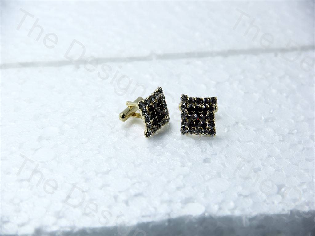 square-9-black-stones-design-golden-silver-metallic-cufflinks