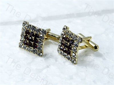 square-9-black-stones-design-golden-silver-metallic-cufflinks